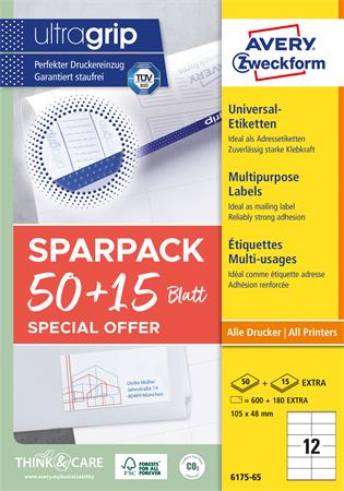 Etikett, univerzális, 105x48 mm, AVERY ZWECKFORM, "Sparpack", 780 etikett/csomag